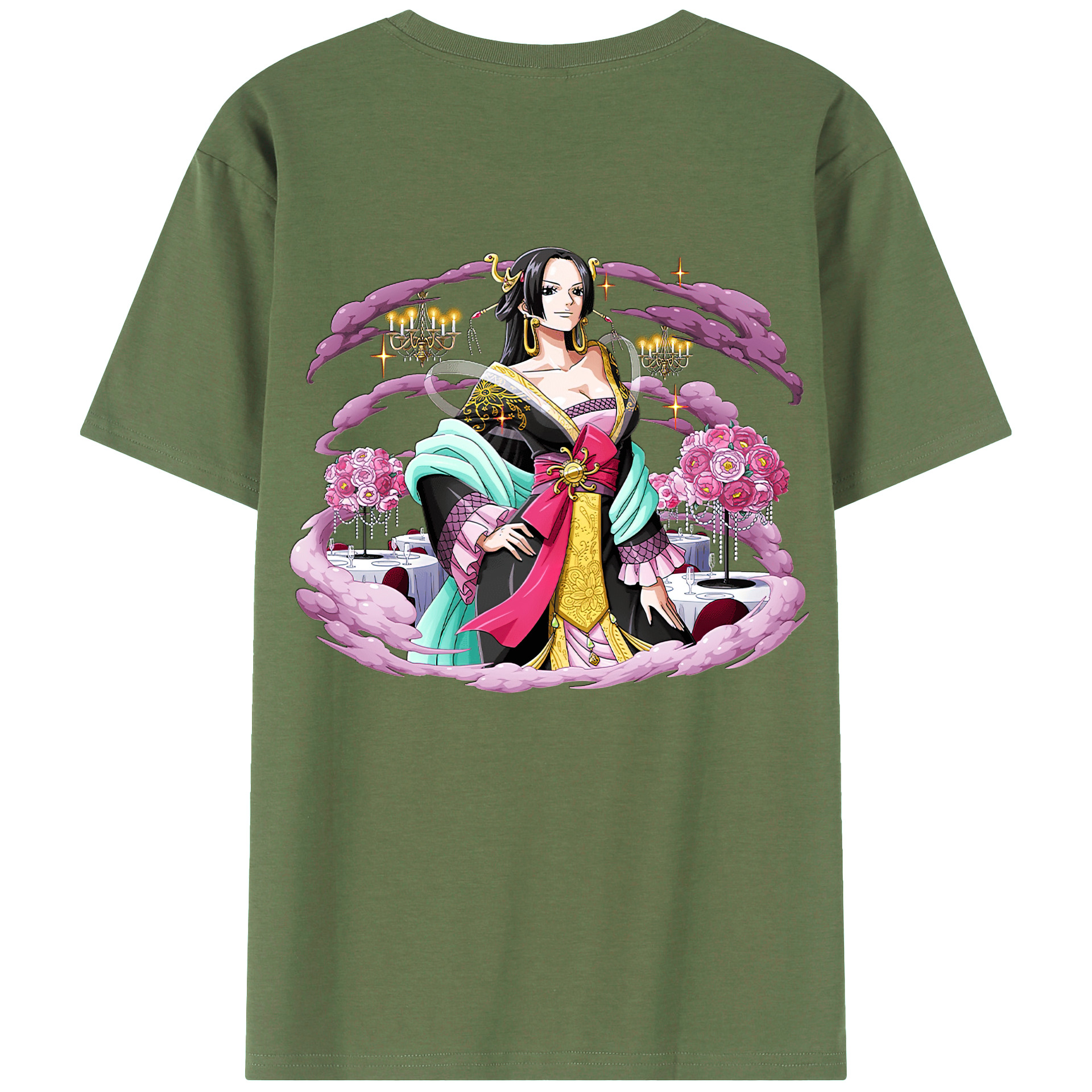 ワンピース ボア・ハンコック ONE PIECE Boa·Hancock 綿100％ メンズ半袖Tシャツ（バックプリント） 通気性